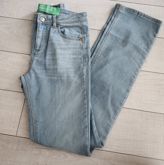 New Benetton High Waisted Straight Leg Summer Jeans sz 25 - Picture 1 of 7
